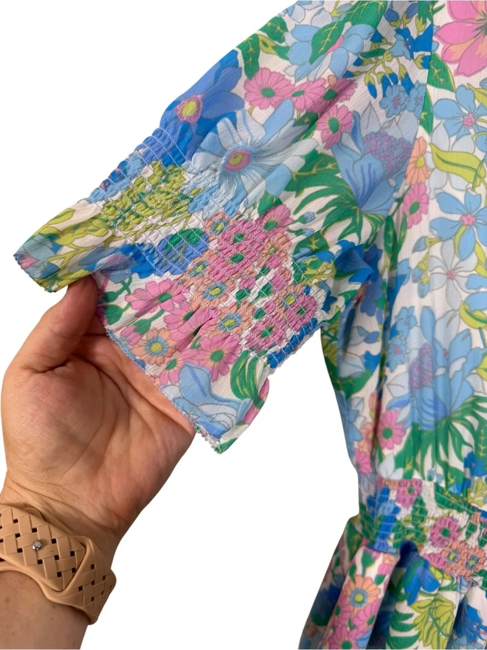 J. Crew Smocked Ruffle Midi Dress Fairy Floral Sz M